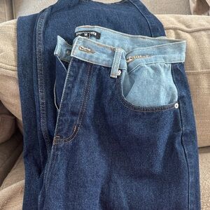 Steve Madden Dark and Light Blue Straight Jeans